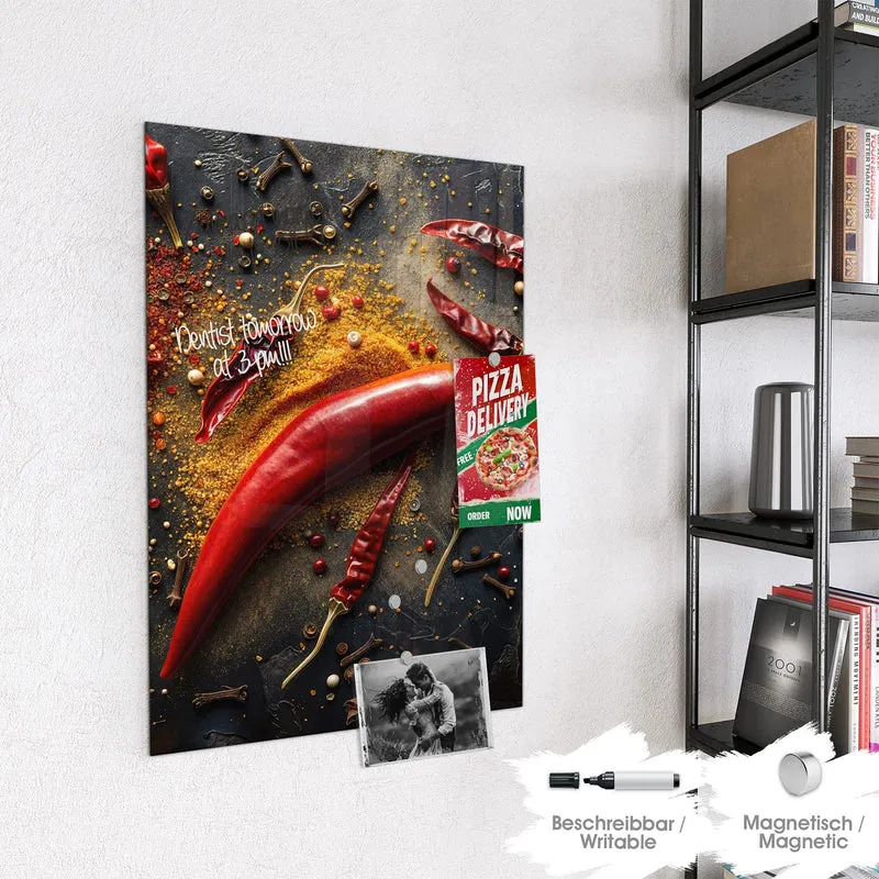 Magnettafel - Chili mit Gewürzen