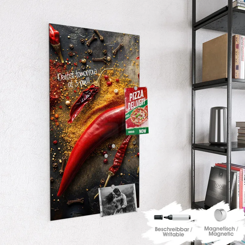 Magnettafel - Chili mit Gewürzen