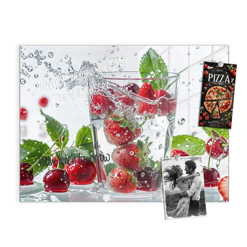 Magnettafel - Erdbeeren und Kirschen