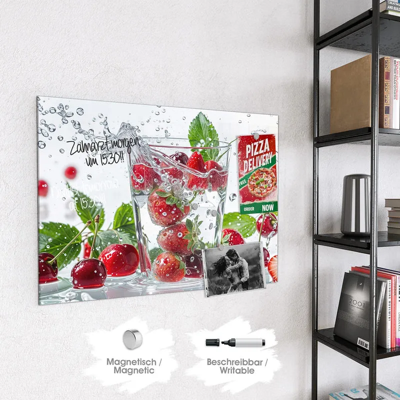 Magnettafel - Erdbeeren und Kirschen