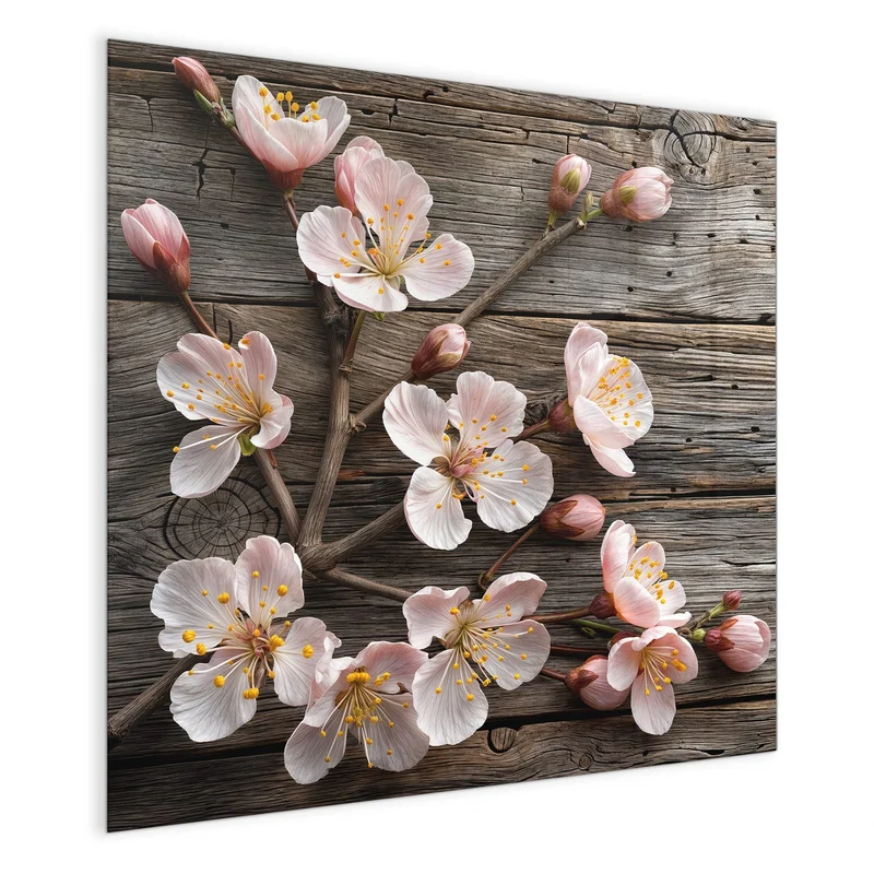 Magnettafel - Blüten auf Grauholz