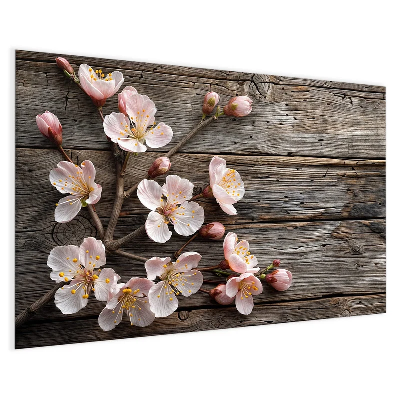 Magnettafel - Blüten auf Grauholz