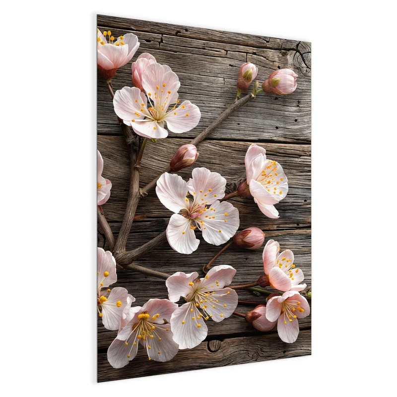 Magnettafel - Blüten auf Grauholz