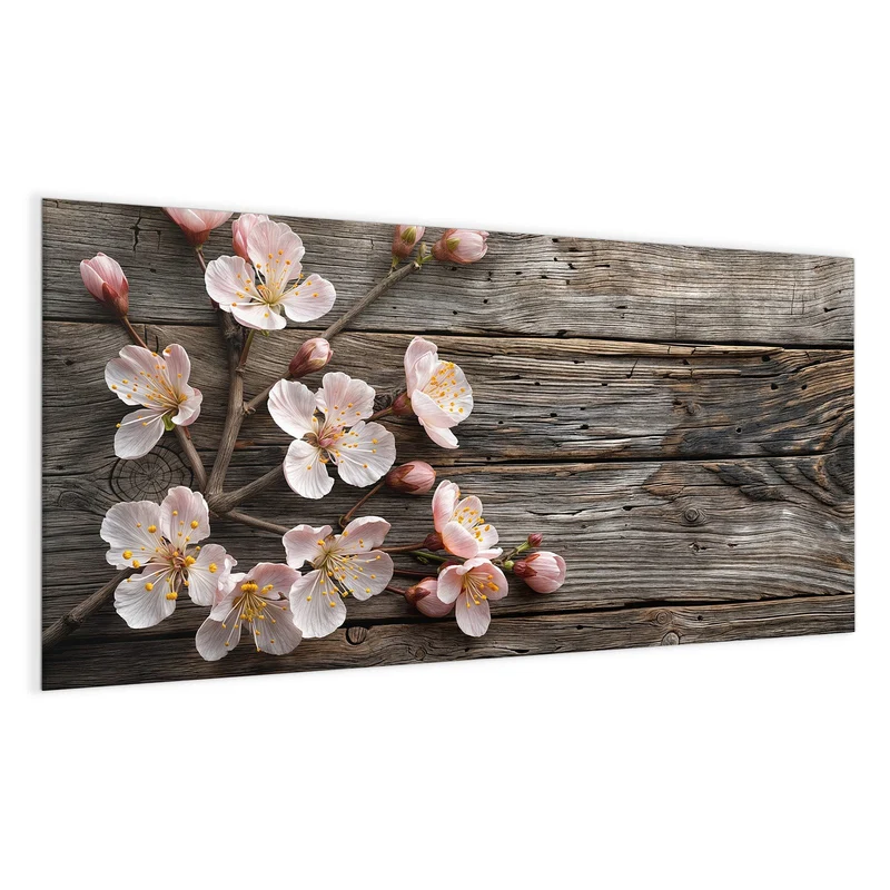 Magnettafel - Blüten auf Grauholz