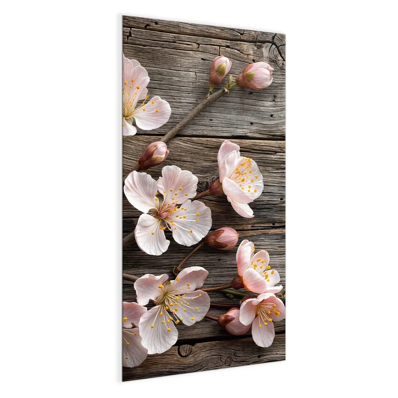 Magnettafel - Blüten auf Grauholz