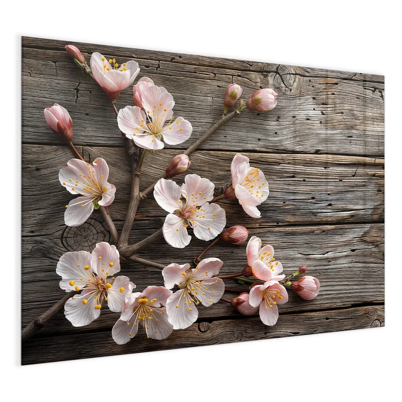 Magnettafel - Blüten auf Grauholz