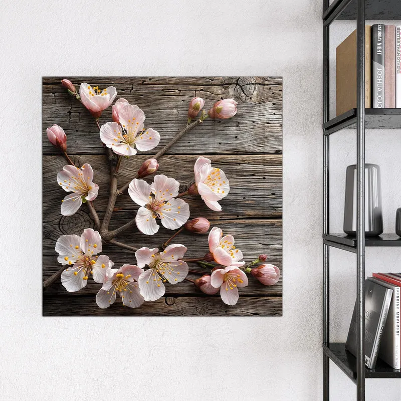 Magnettafel - Blüten auf Grauholz
