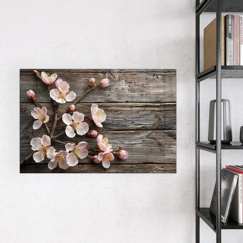 Magnettafel - Blüten auf Grauholz
