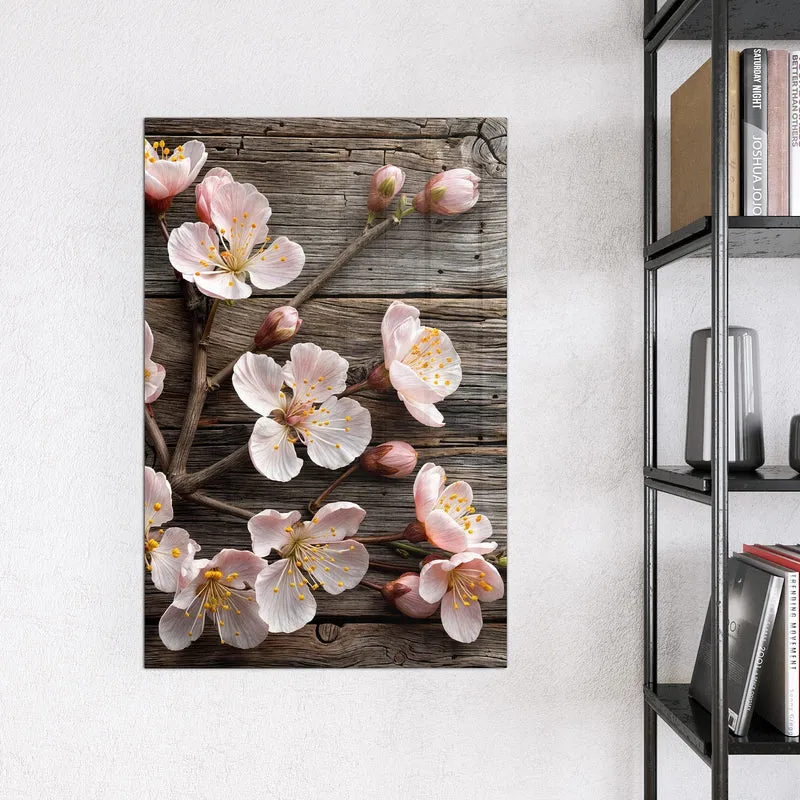 Magnettafel - Blüten auf Grauholz