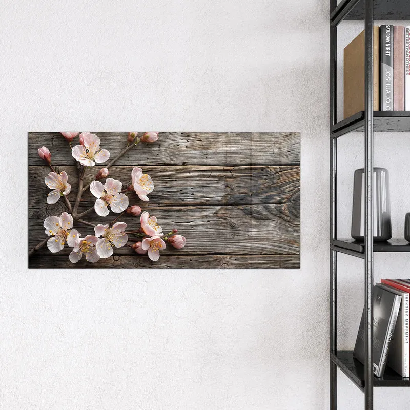 Magnettafel - Blüten auf Grauholz