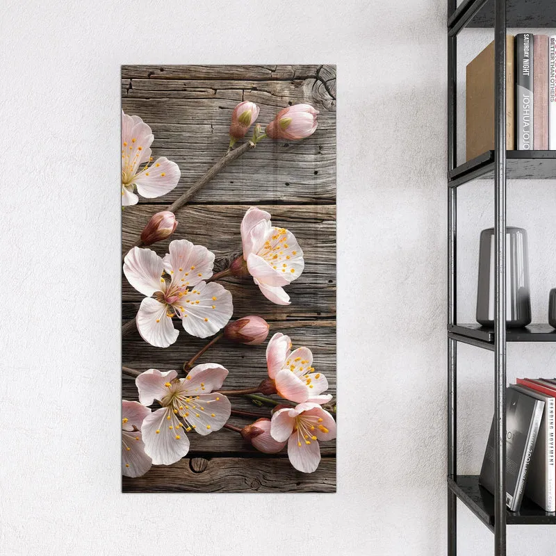 Magnettafel - Blüten auf Grauholz