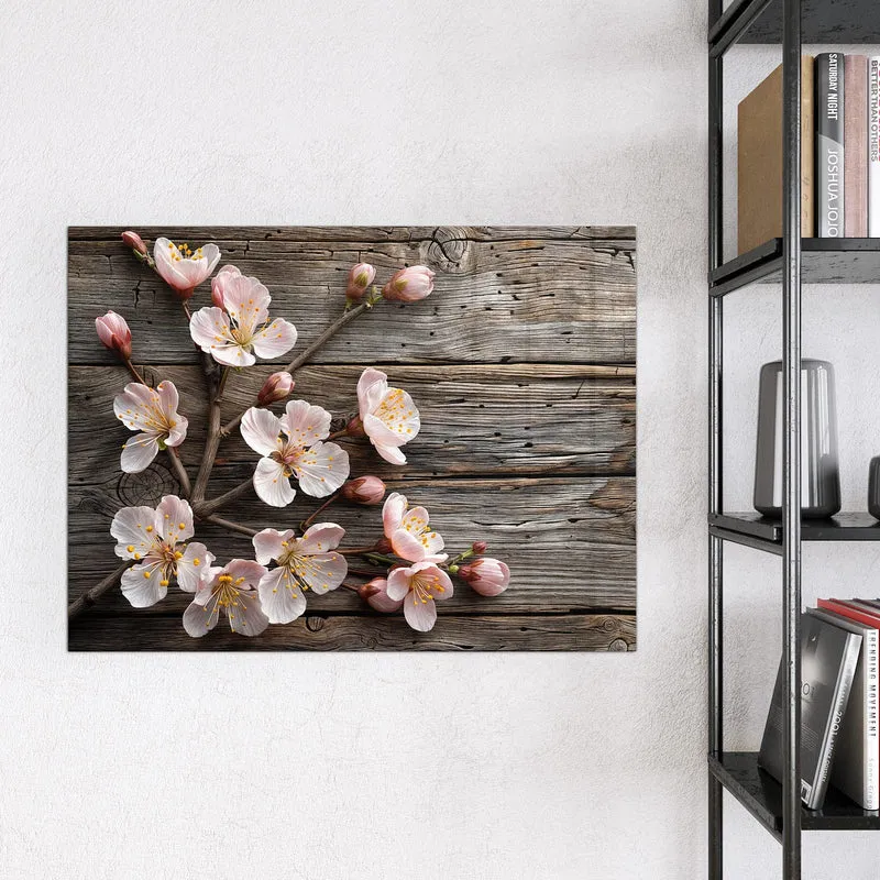 Magnettafel - Blüten auf Grauholz