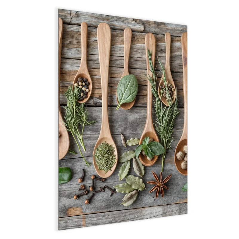 Magnettafel - Kräuter in Holzlöffeln