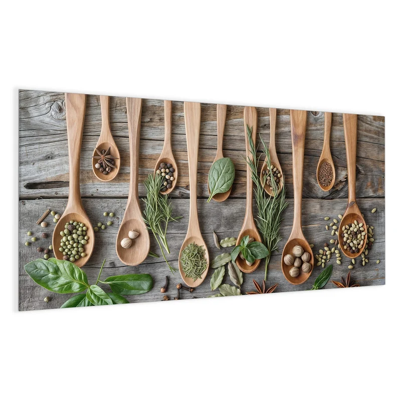 Magnettafel - Kräuter in Holzlöffeln