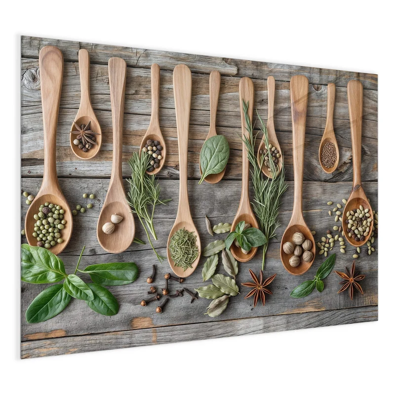Magnettafel - Kräuter in Holzlöffeln