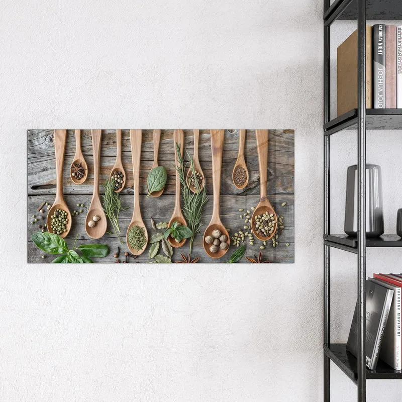 Magnettafel - Kräuter in Holzlöffeln
