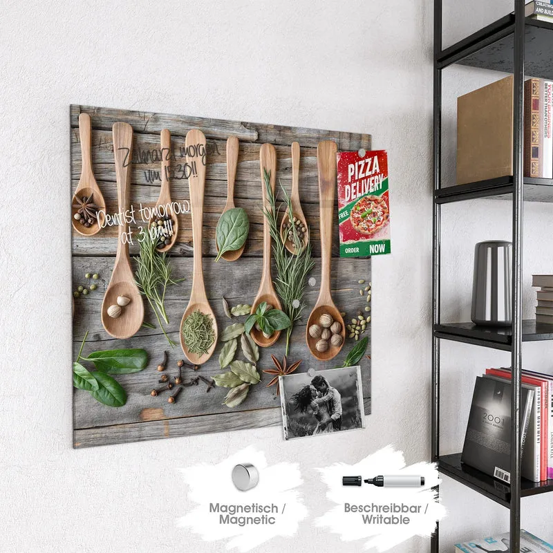 Magnettafel - Kräuter in Holzlöffeln