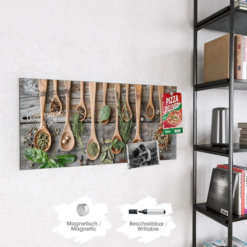 Magnettafel - Kräuter in Holzlöffeln