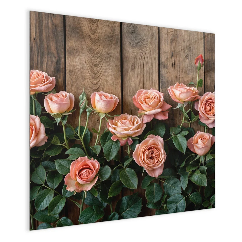 Magnettafel - Rosen vor Holzwand