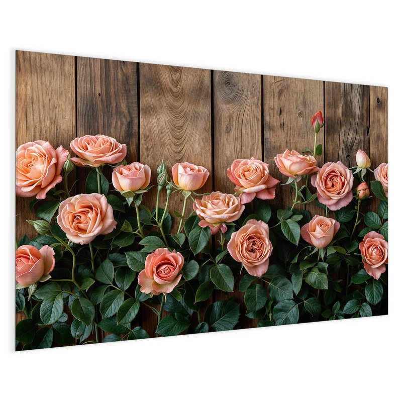 Magnettafel - Rosen vor Holzwand