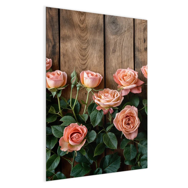 Magnettafel - Rosen vor Holzwand