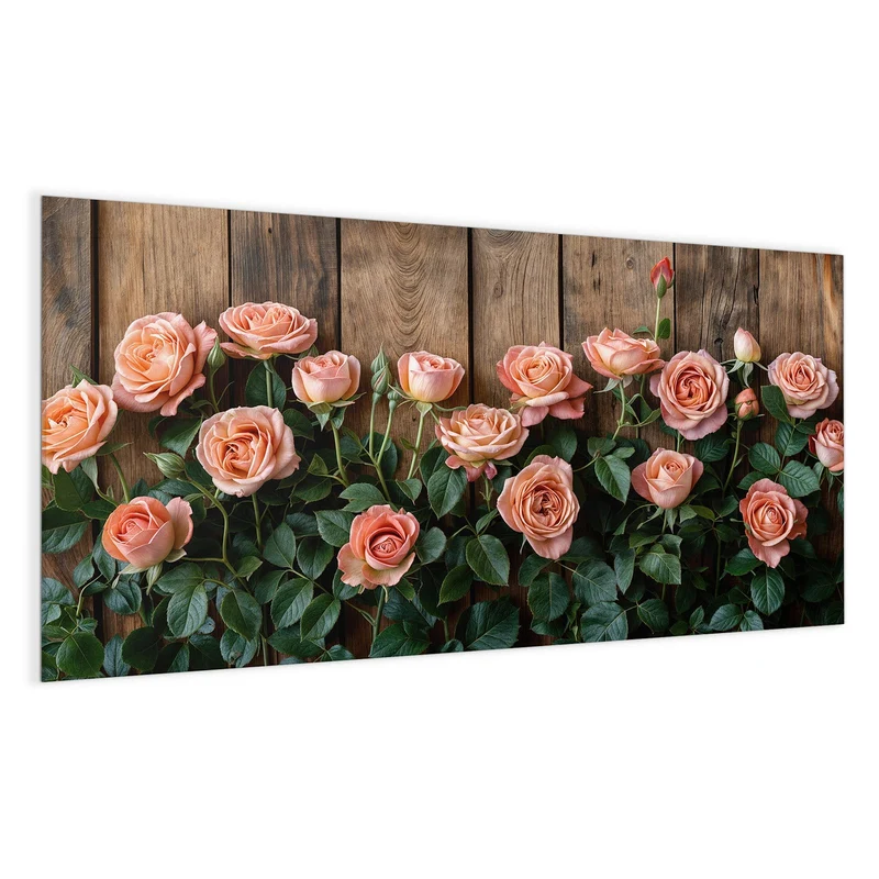 Magnettafel - Rosen vor Holzwand
