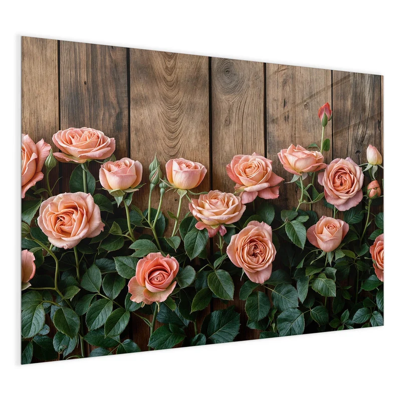 Magnettafel - Rosen vor Holzwand