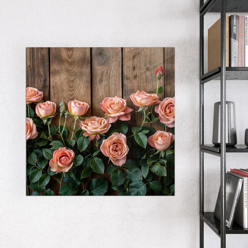 Magnettafel - Rosen vor Holzwand