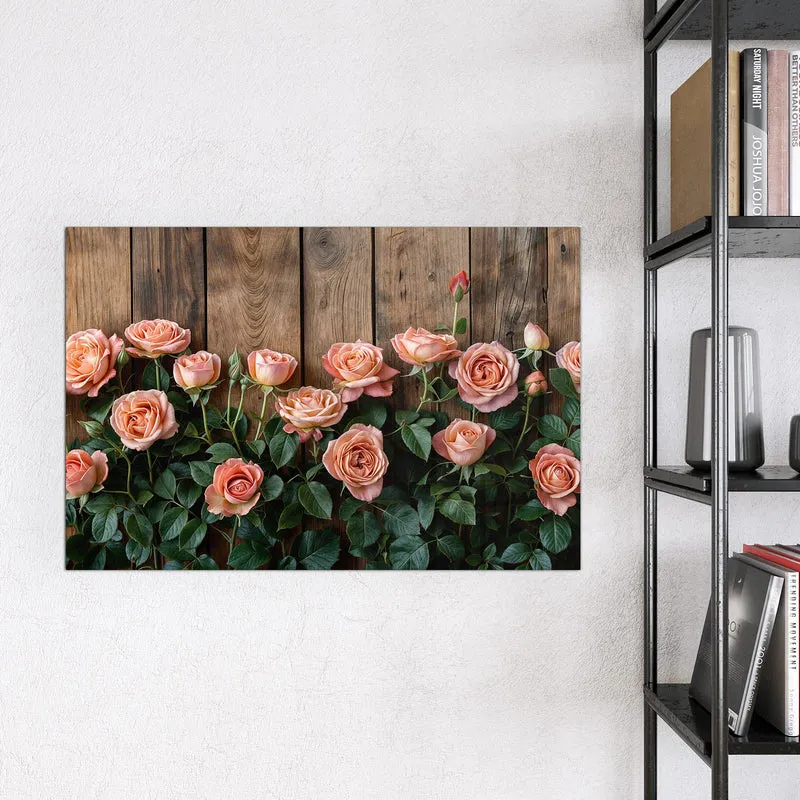 Magnettafel - Rosen vor Holzwand