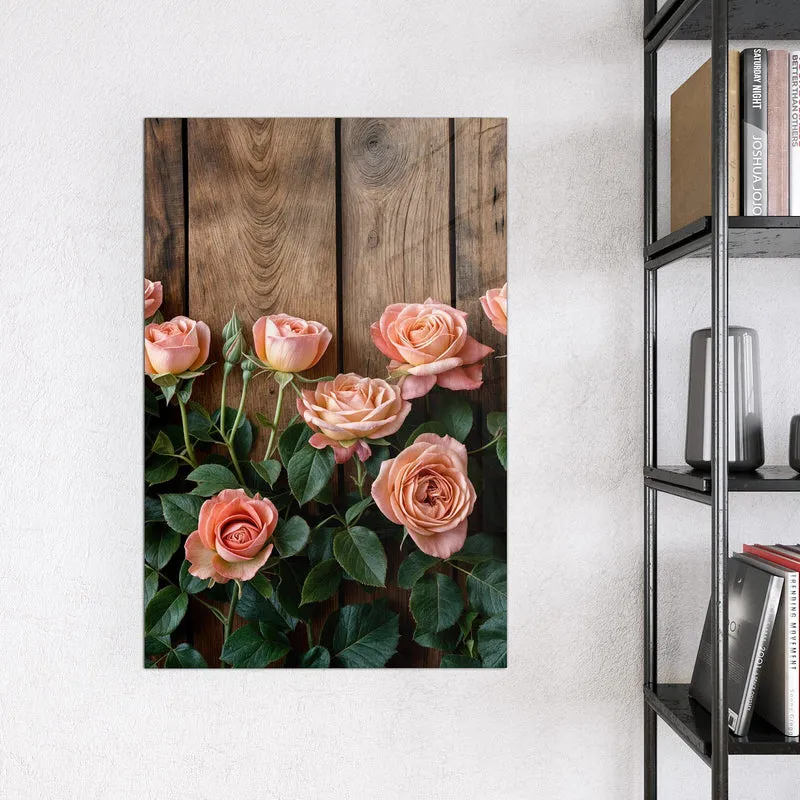 Magnettafel - Rosen vor Holzwand