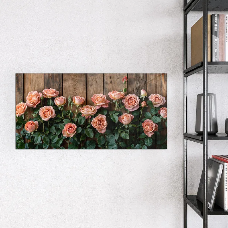 Magnettafel - Rosen vor Holzwand