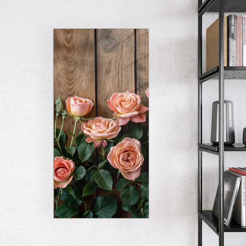 Magnettafel - Rosen vor Holzwand