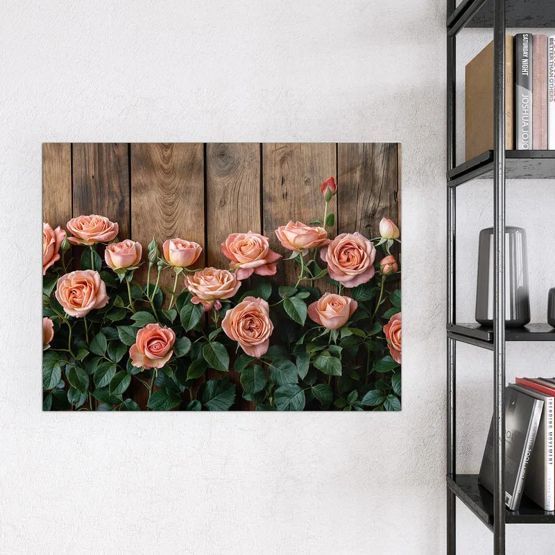 Magnettafel - Rosen vor Holzwand