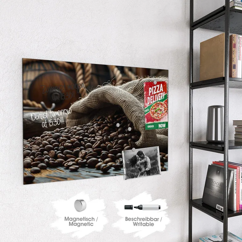 Magnettafel - Kaffeesack mit Bohnen