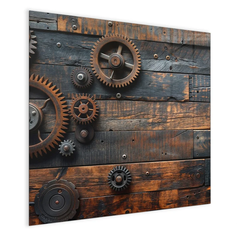 Magnettafel - Zahnräder auf Holz