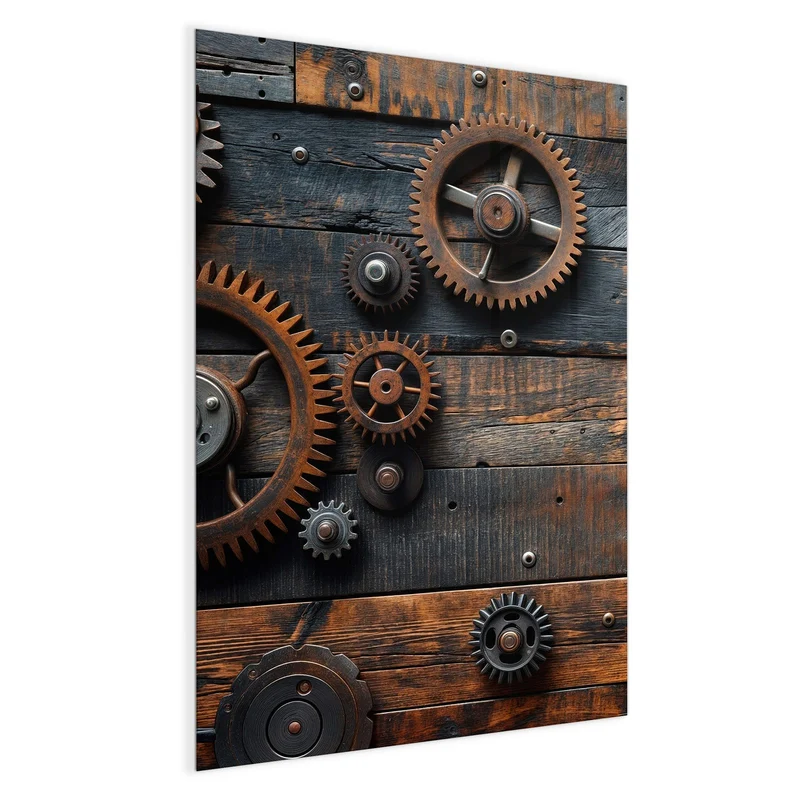 Magnettafel - Zahnräder auf Holz