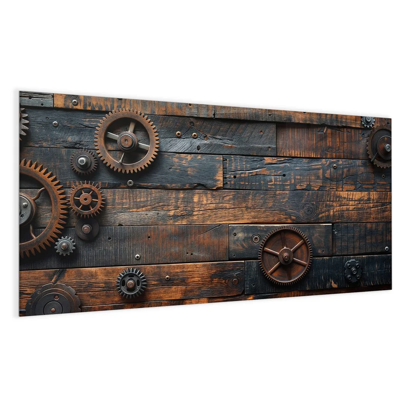Magnettafel - Zahnräder auf Holz