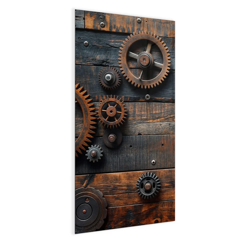 Magnettafel - Zahnräder auf Holz