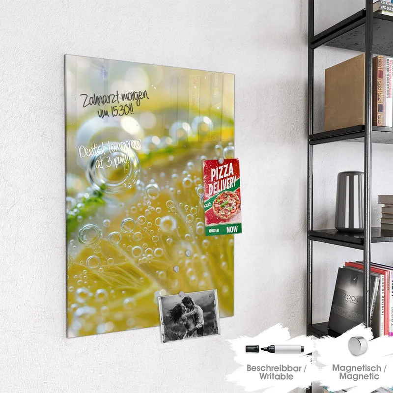 Magnettafel - Zitrone im Sprudel