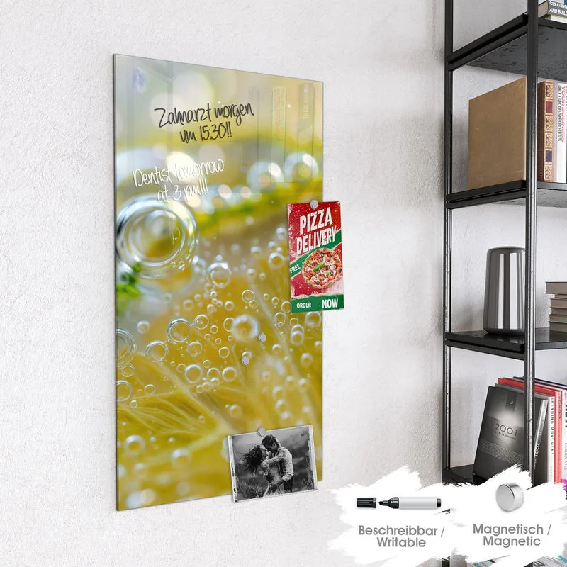 Magnettafel - Zitrone im Sprudel