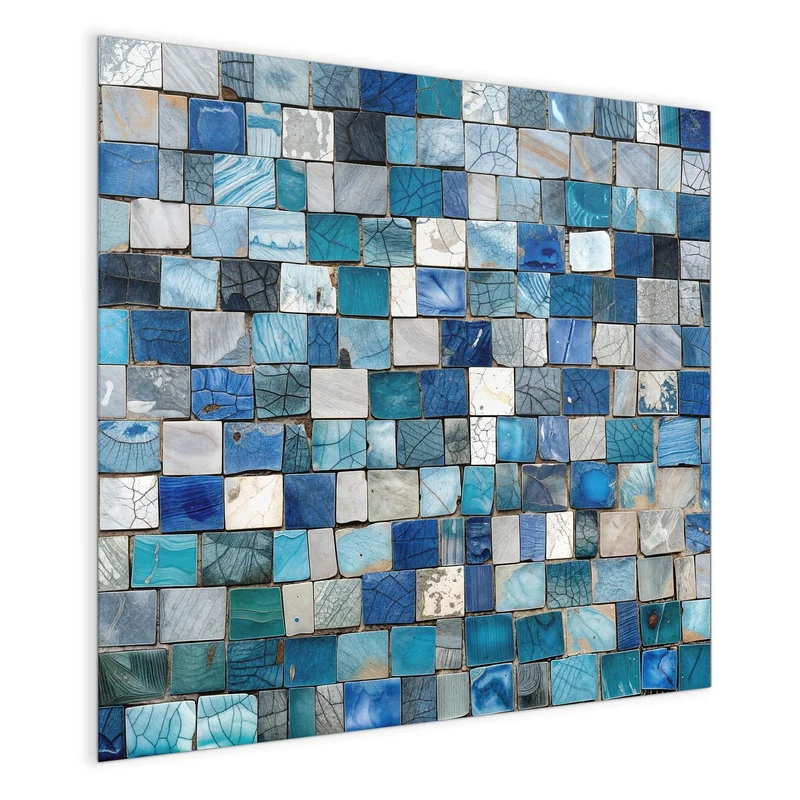Magnettafel - Blaue Marmorfliesen