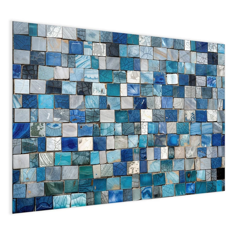 Magnettafel - Blaue Marmorfliesen