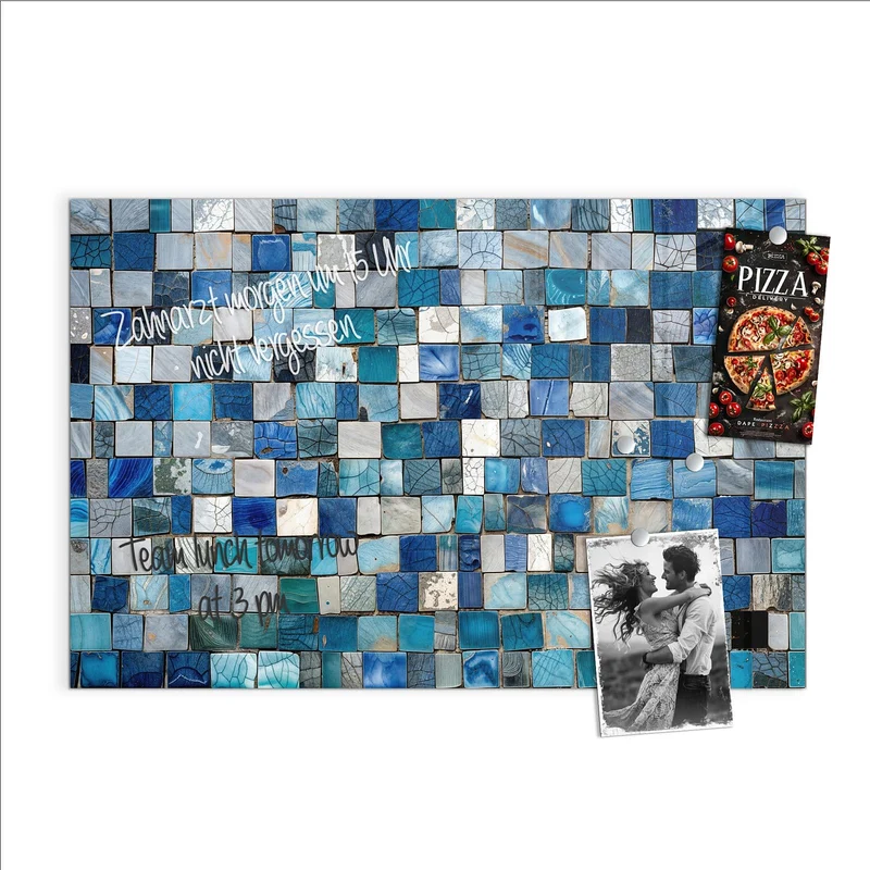 Magnettafel - Blaue Marmorfliesen