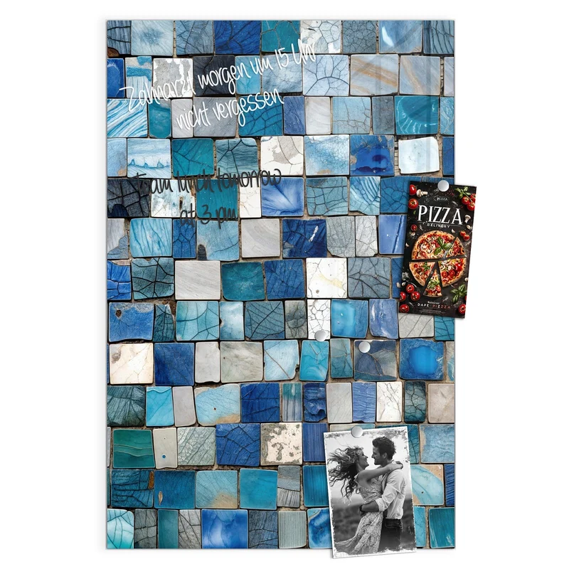 Magnettafel - Blaue Marmorfliesen