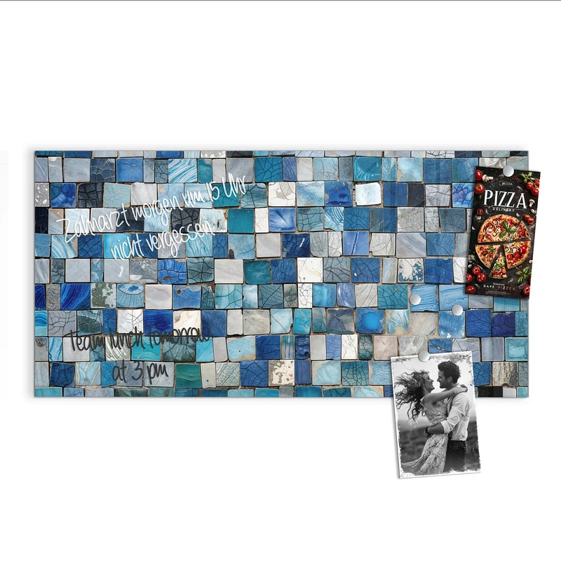 Magnettafel - Blaue Marmorfliesen