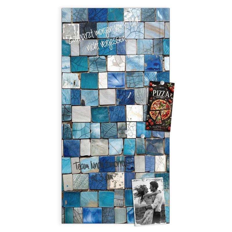 Magnettafel - Blaue Marmorfliesen