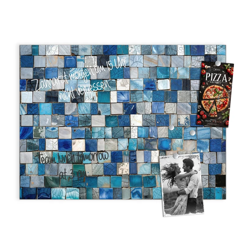 Magnettafel - Blaue Marmorfliesen