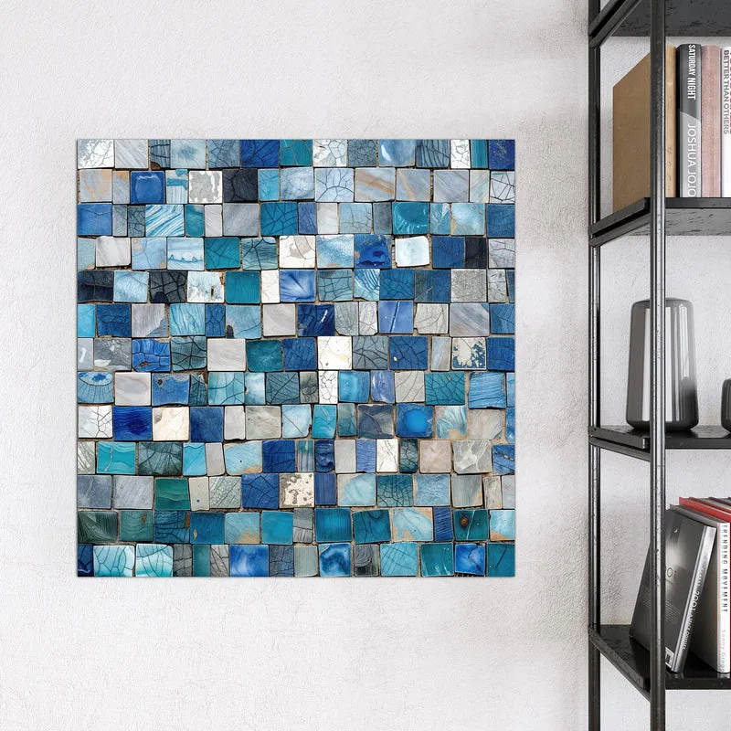 Magnettafel - Blaue Marmorfliesen