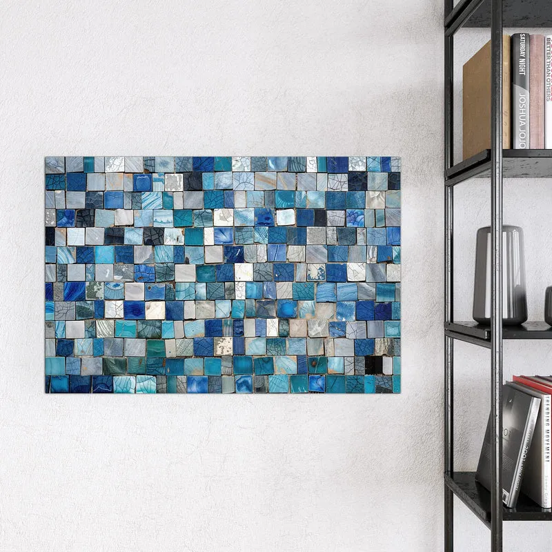 Magnettafel - Blaue Marmorfliesen