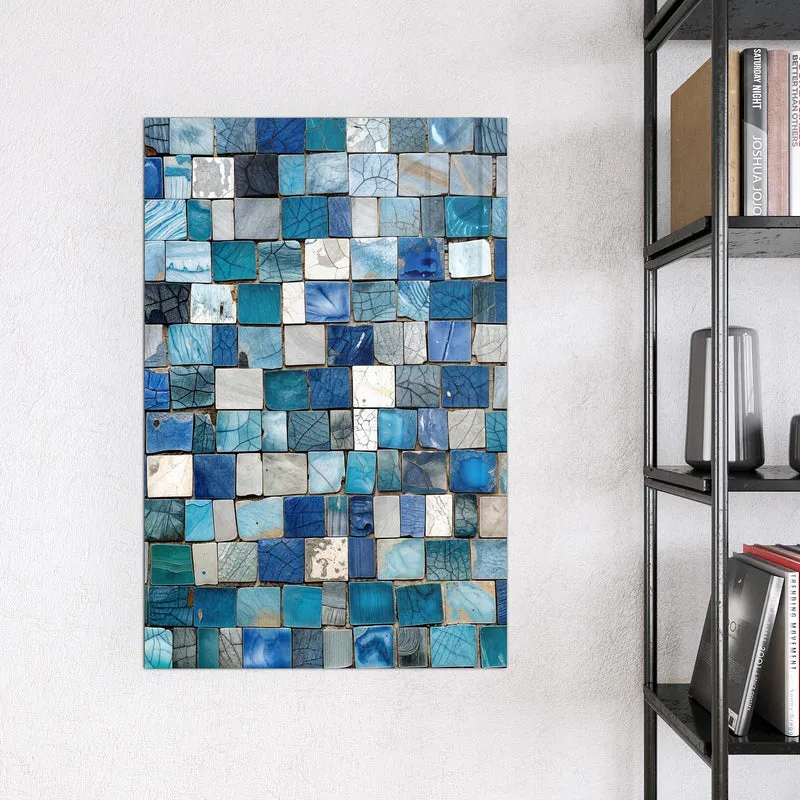 Magnettafel - Blaue Marmorfliesen